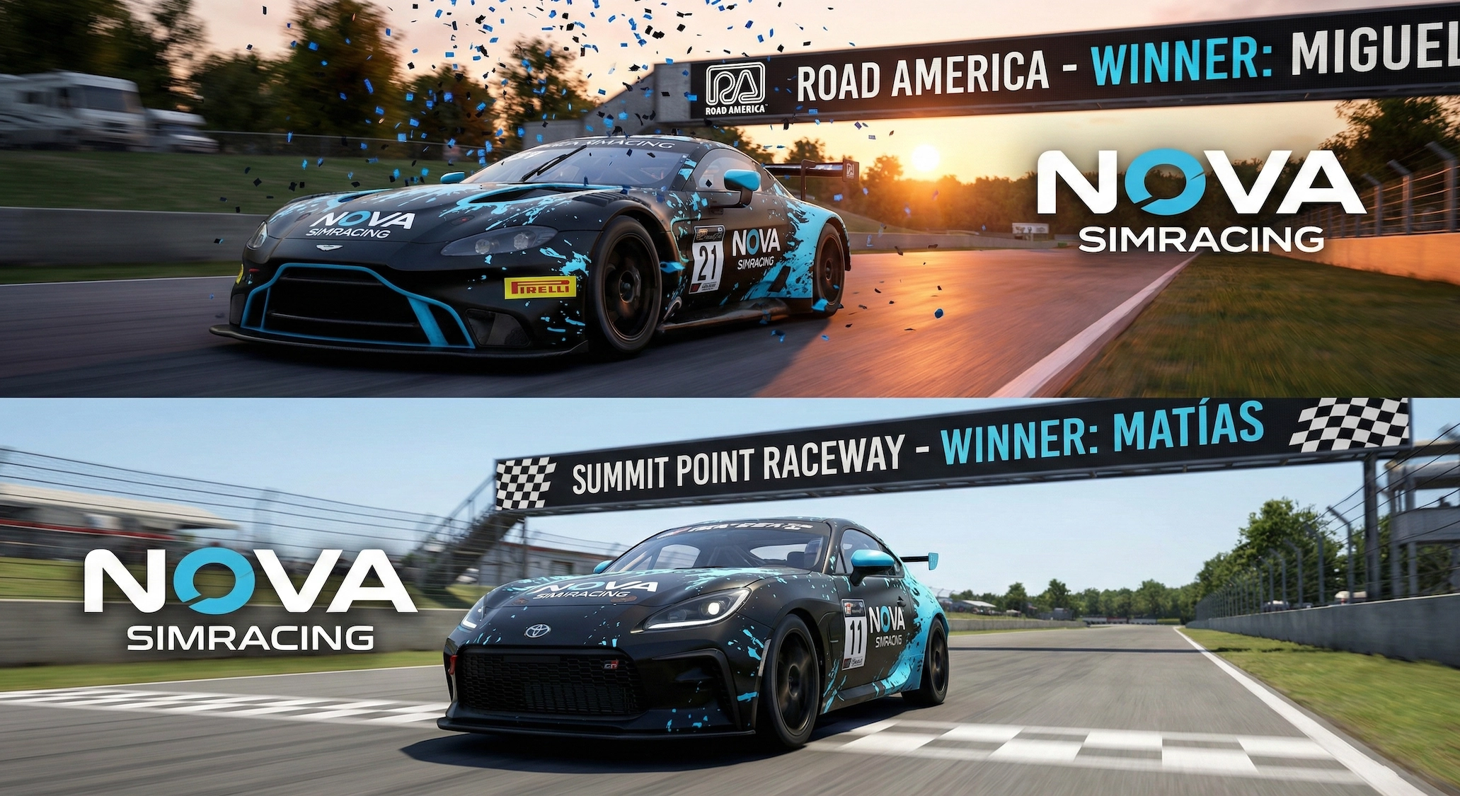 Nova SimRacing impone su ley: Doble golpe en Road America y Summit Point